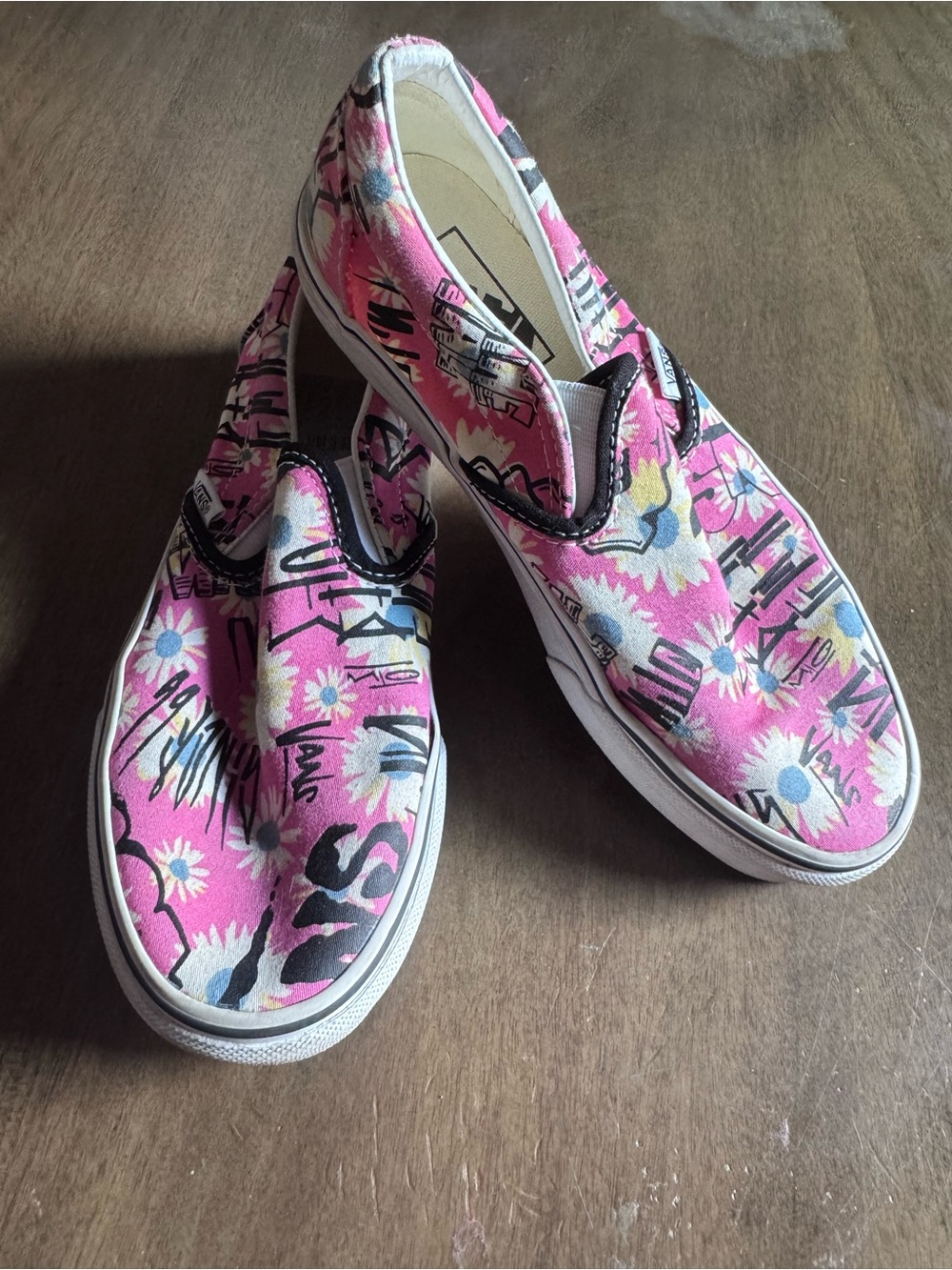Vans Classic Slip On Crew Floral Black Pink (4.5M/6W) Unisex Sneakers Graffiti